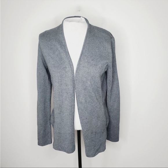 Talbots Cardigan Open Front Classic Cotton Grey M - Picture 13 of 15